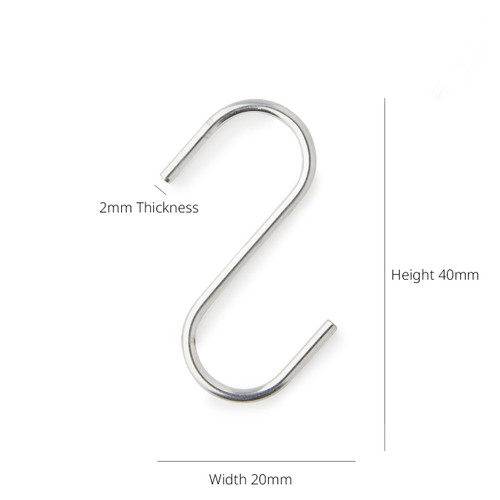 Pack of 100 x Medium Silver S-Hooks
