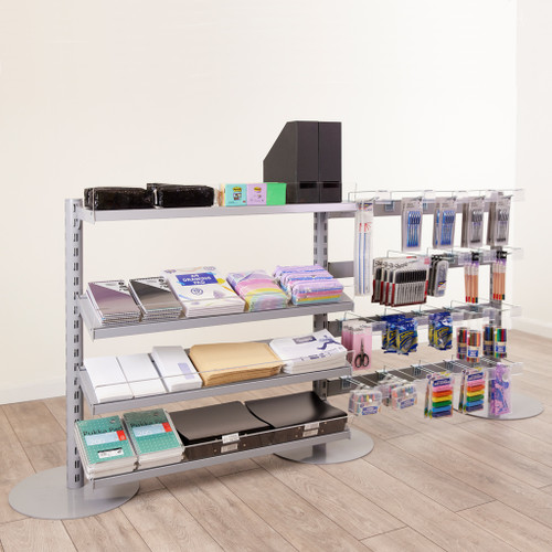 3 x Single Sided In-Queue Merchandising Bays with Shelves and Hooks