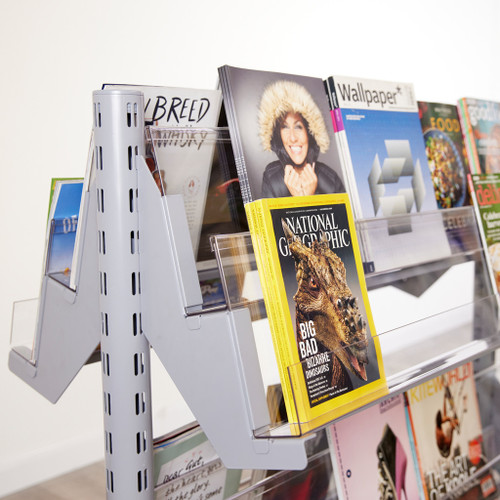 Double Sided In-Queue Merchandising Bay with Magazine Shelves -W1250mm each bay