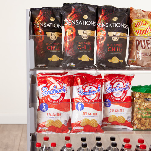 3 x In-Queue Merchandising Bays with Magazine Shelves and Bins