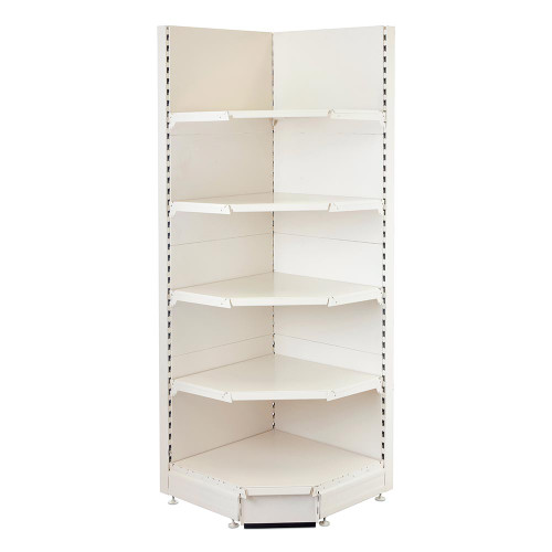 White Retail Shelving 90 Deg. Wall Corner Unit - 4 x 370mm Shelves - H1800mm
