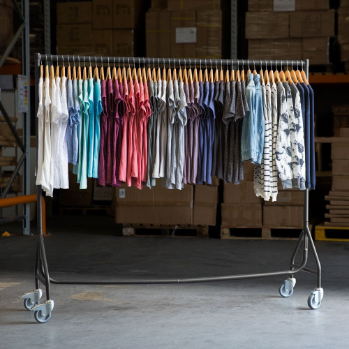 Reinforced Black Heavy-Duty Clothes Rail With 2 Braked and 2 Unbraked Heavy Duty Wheels