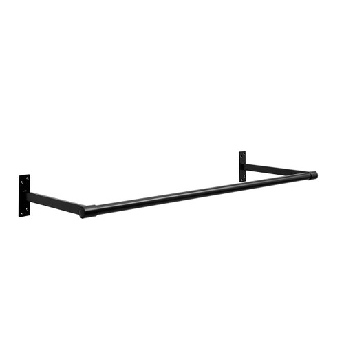 1m Black Wall-Mounted Hanging Clothes Rail with 2 Support Arms