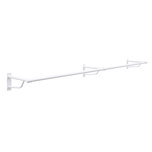 2m White Heavy Duty Wall-Mounted Hanging Clothes Rail with 3 Support Arms