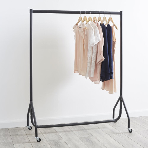 5 x Black Heavy-Duty Clothes Rails