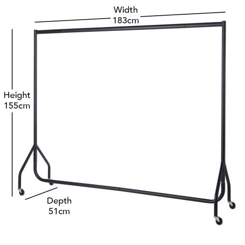 5 x Black Heavy-Duty Clothes Rails