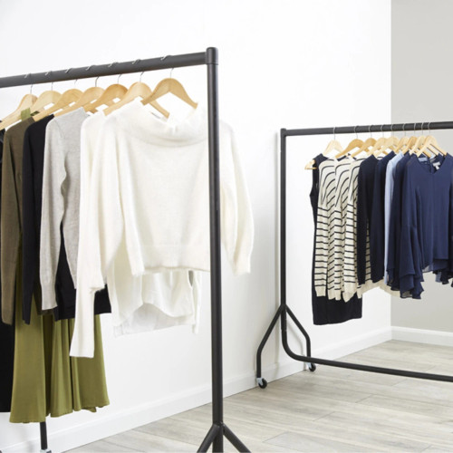 5 x Black Heavy-Duty Clothes Rails