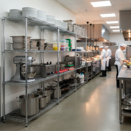 4 x 4 Tier Chrome Wire Shelving Units - H1800 x D450mm