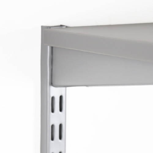 Silver Wooden Twin Slot Shelving Kit - 2 Dark Grey Wooden Shelves Silver Wooden Twin Slot Shelving Kit - 2 Dark Grey Wooden Shelves