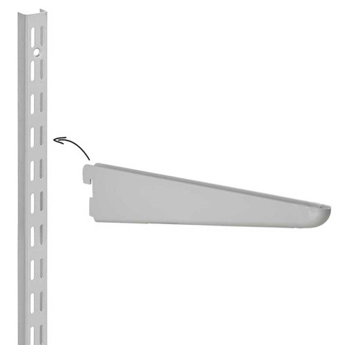 Silver Twin Slot Shelving Kit - H1000 x D300mm - 3 Dark Grey Wooden Shelves Silver Twin Slot Shelving Kit - H1000 x D300mm - 3 Dark Grey Wooden Shelves