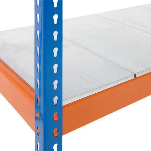 Blue & Orange Heavy Duty Warehouse Shelving Unit With Steel Shelves - Up to 400Kg UDL Per Shelf - 1980mm High