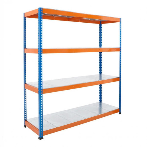 Blue & Orange Heavy Duty Warehouse Shelving With Steel Shelves - Up to 580Kg UDL Per Shelf - 1980mm High, 2135mm Wide