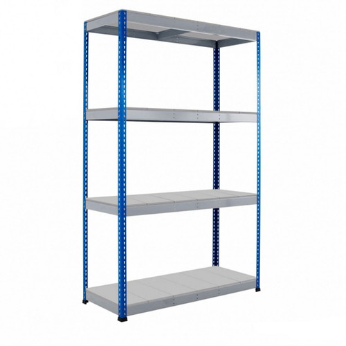 Blue & Grey Heavy Duty Warehouse Shelving Unit With Steel Shelves - Up to 700Kg UDL Per Shelf - 2440mm High, 1525mm Wide