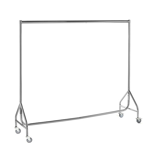 Reinforced 6ft Chrome Heavy-Duty Clothes Rail With 2 Braked and 2 Unbraked Heavy Duty Wheels