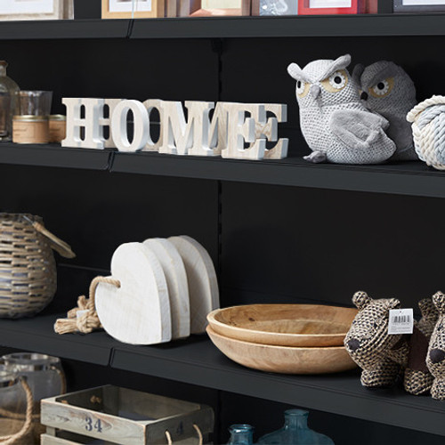 Black Retail Wall Shelving - 1 Starter Bay - 1800mm High With 470mm Base Shelf