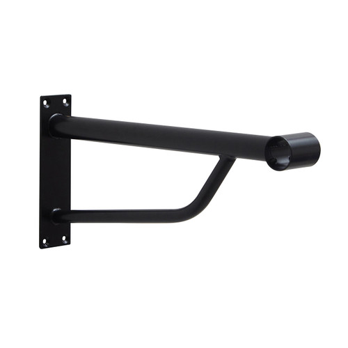 1m Heavy Duty Black Wall-Mounted Hanging Clothes Rail with 2 Support Arms