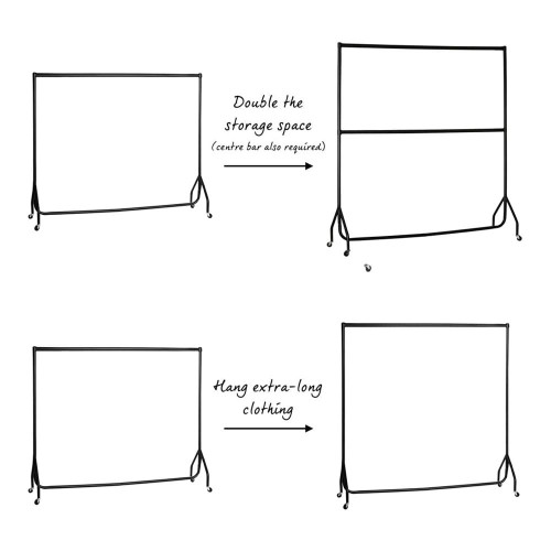 Black Height Extensions For 2ft, 3ft and 4ft Heavy-Duty Clothes Rail