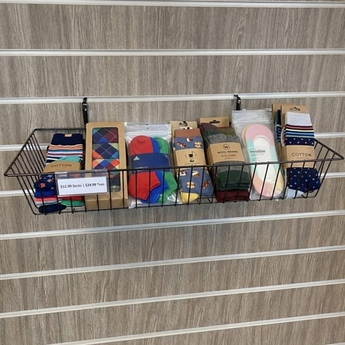 Black Hanging Wire Basket - H100 x W610 x D305mm