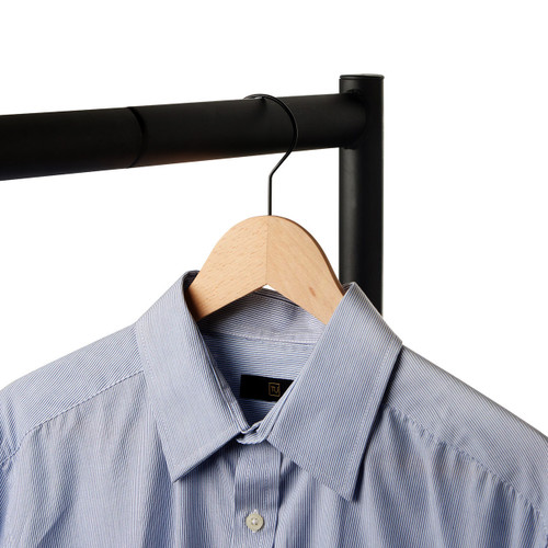 Natural Beech Wood Ultra-Slim Flat Hangers with Trouser Bar and Shoulder Notches