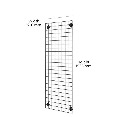 Black 5ft Wall-Mounted Grid Mesh Display