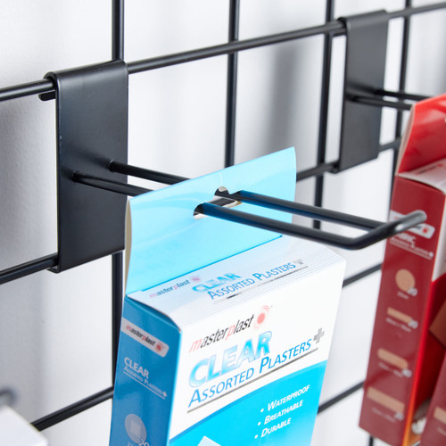 Black 4ft Wall-Mounted Grid Mesh Display with 16 x Euro Hooks