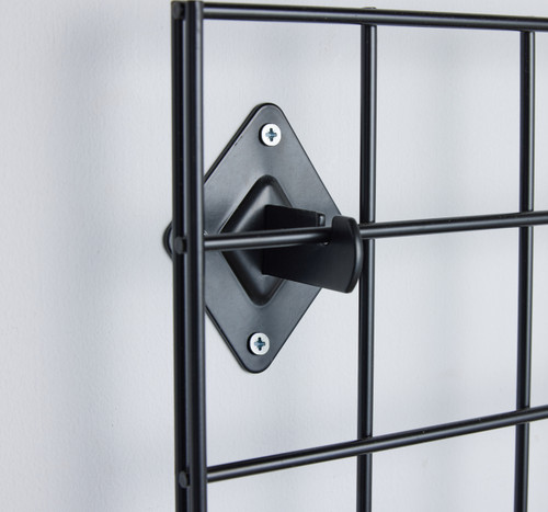Black 6ft Wall-Mounted Grid Mesh Display with 24 x Euro Hooks