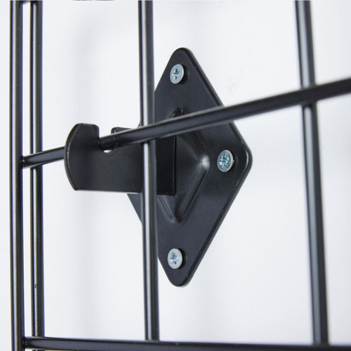 Black 4ft Wall-Mounted Grid Mesh Display with 3 x Wire Baskets