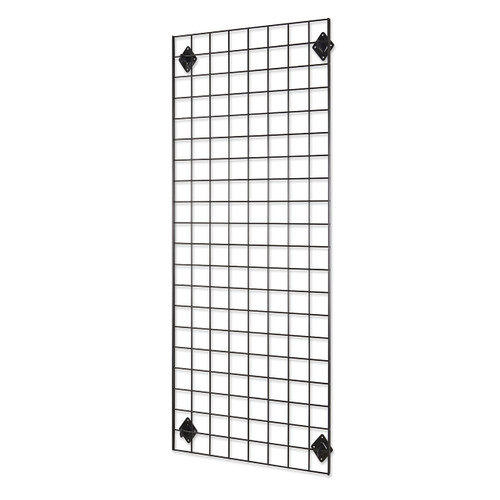 Black 4ft Wall-Mounted Grid Mesh Display with 3 x Wire Baskets