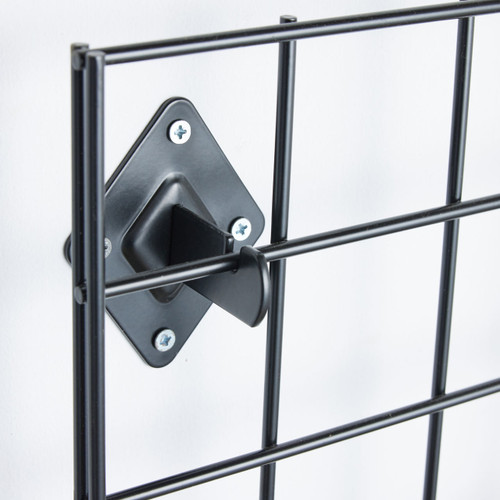 Black 4ft Wall-Mounted Grid Mesh Display with 2 x Wire Baskets