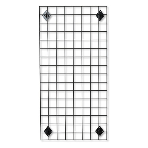 Black 4ft Wall-Mounted Grid Mesh Display with 2 x Wire Baskets