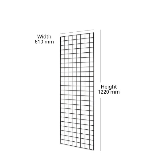 Black 4ft Wall-Mounted Grid Mesh Display with 2 x Wire Baskets