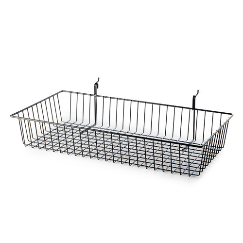 Black 4ft Wall-Mounted Grid Mesh Display with 2 x Wire Baskets