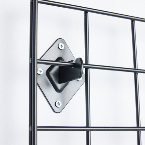 Black 4ft Wall-Mounted Grid Mesh Display with 2 x Wire Baskets
