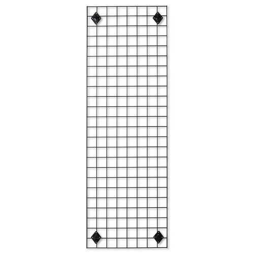 Black 6ft Wall-Mounted Grid Mesh Display with 4 x Wire Baskets