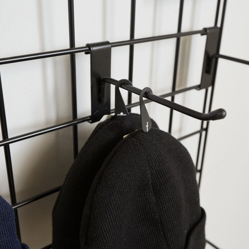 Black 6ft Double-Sided Grid Mesh Display With 2 x Wire Baskets, 40 x Single Arms