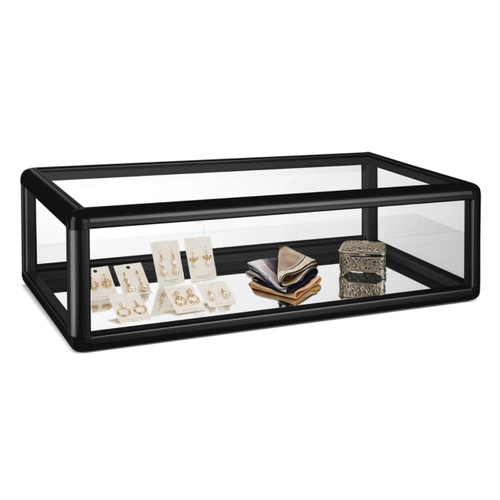 Aluminium/Glass Countertop Display Cabinet with Lock - Black
