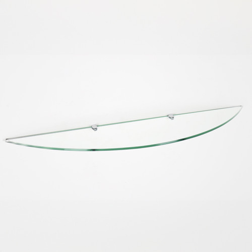 Transparent Wall-mounted Half Moon Glass Shelf With Brackets - 8mm Thickness - 900mm x 200mm