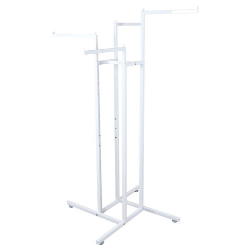 Gloss White Clothes Rail Display Stand - 4 Straight Arms