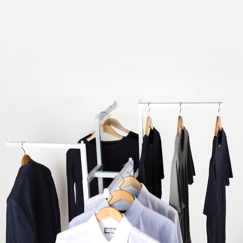 Gloss White Clothes Rail Display Stand - 4 Straight Arms