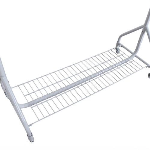 Gloss White 4ft Heavy-Duty Clothes Rail With Top and Bottom Shelf