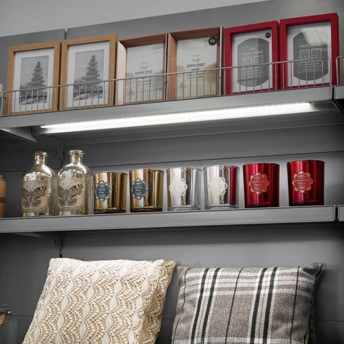 Black Retail Wall Shelving with LED Lighting - H2100 x W1000mm - 4 Shelves