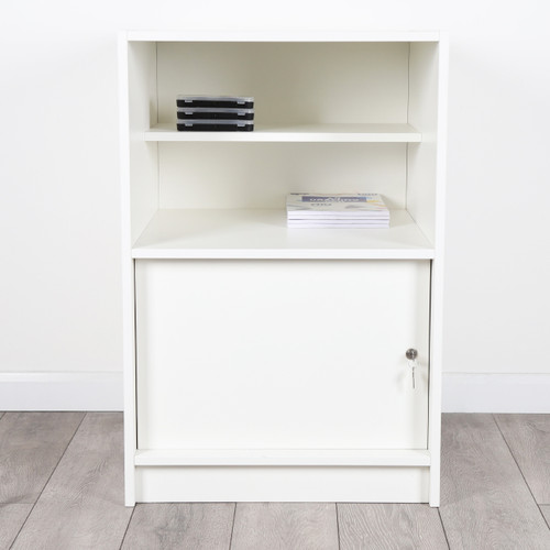 Solido White Till Unit with Lockable Cupboard and Shelf