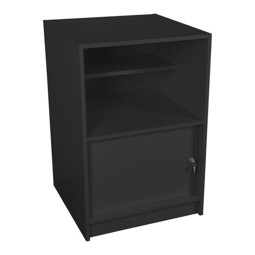 Solido Black Till Unit with Lockable Cupboard and Shelf