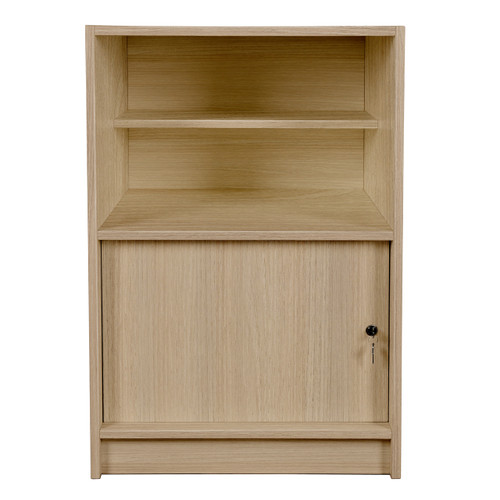 Solido Modern Oak Till Unit with Lockable Cupboard and Shelf