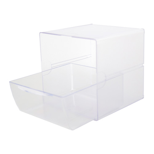 Clear Single Drawer Stackable Cube Storage Container - H152 x W152 x D184 mm