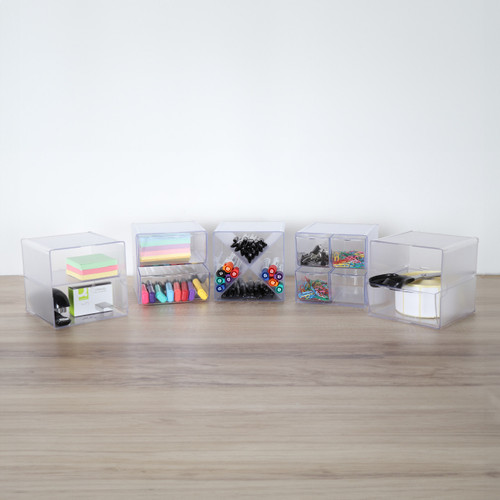 Clear Single Shelf Stackable Cube Storage Container - H152 x W152 x D152 mm