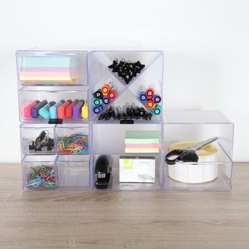Clear X Divider Stackable Cube Storage Container - H152 x W152 x D152 mm