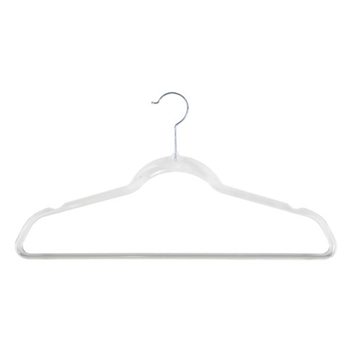 Clear Plastic Hangers with Trouser Bar and Shoulder Notches - 45cm