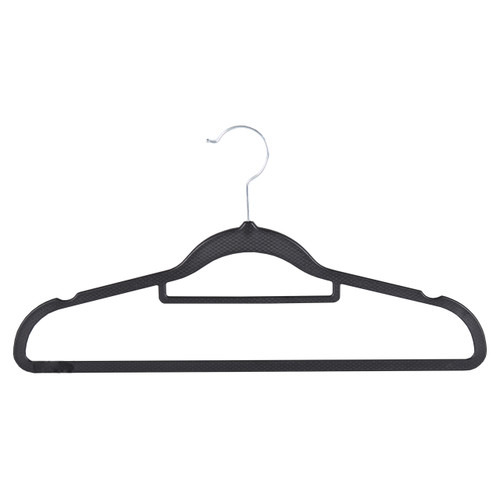 Textured Black Plastic Hangers with Belt Bar - 40cm