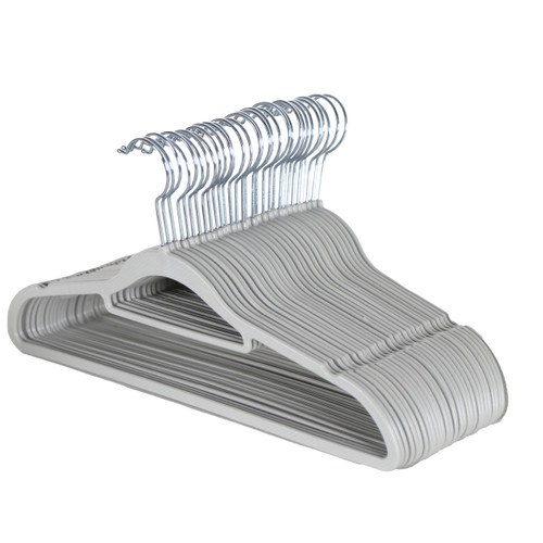 Textured Grey Plastic Hangers with Belt Bar - 40cm